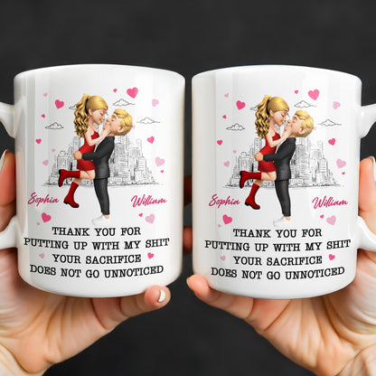 Thank You For Putting Up With My Shit, Couple And Hearts - Personalized Custom Coffee Mug - CPL1363_MG