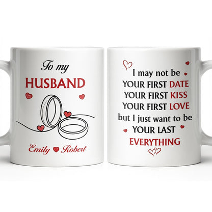 To My Husband, Hearts and Rings Design - Personalized Custom Coffee Mug - CPL1366_MG