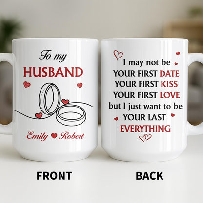 To My Husband, Hearts and Rings Design - Personalized Custom Coffee Mug - CPL1366_MG