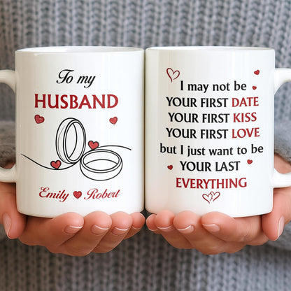 To My Husband, Hearts and Rings Design - Personalized Custom Coffee Mug - CPL1366_MG