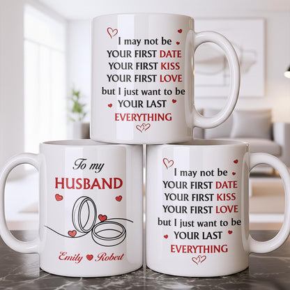 To My Husband, Hearts and Rings Design - Personalized Custom Coffee Mug - CPL1366_MG