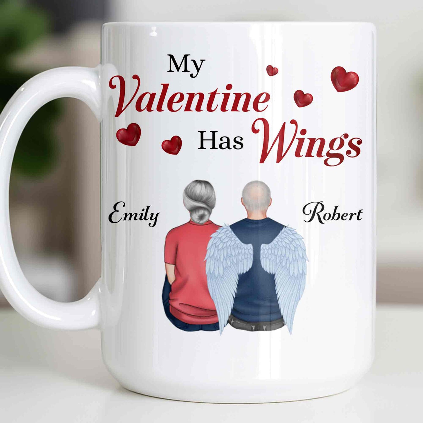 My Valentine Has Wings Angel Wings Design - Personalized Custom Coffee Mug - CPL1367_MG