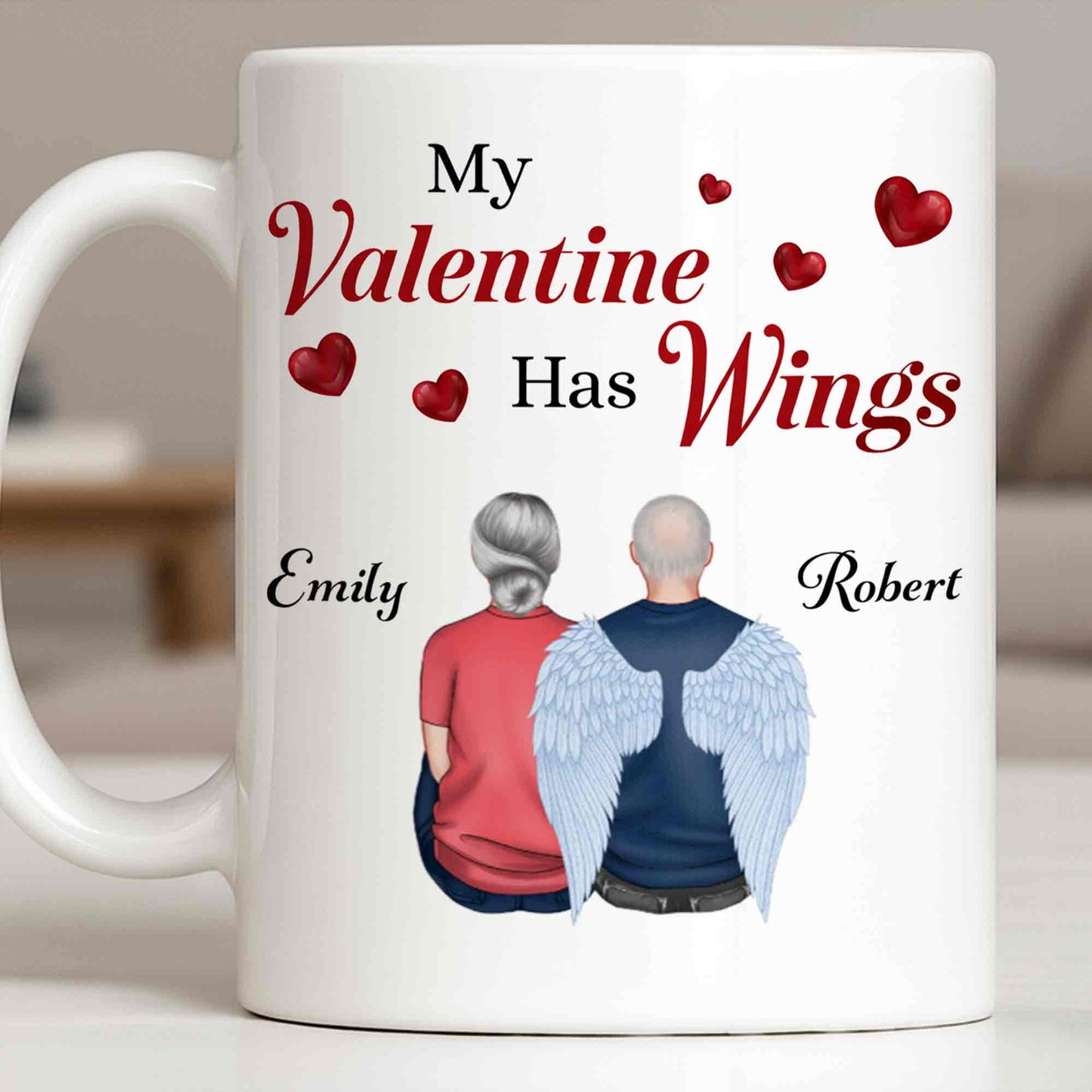 My Valentine Has Wings Angel Wings Design - Personalized Custom Coffee Mug - CPL1367_MG