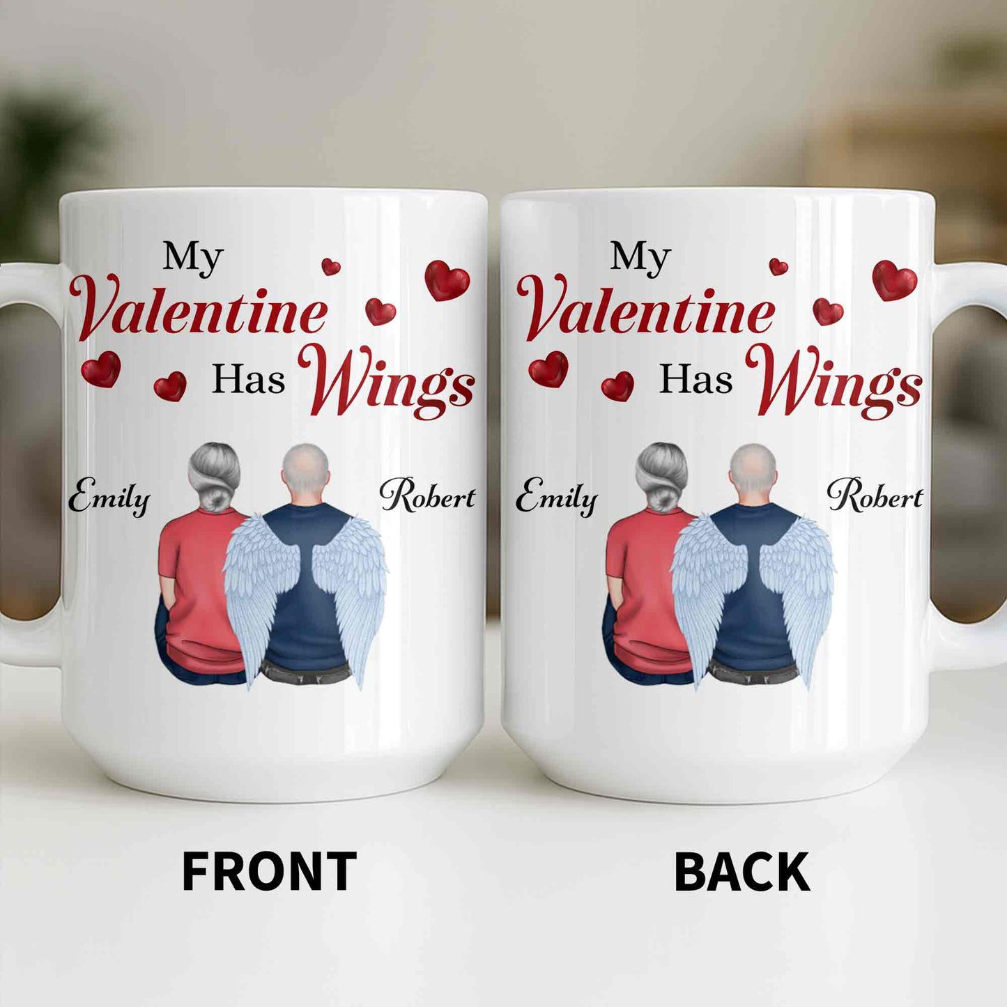 My Valentine Has Wings Angel Wings Design - Personalized Custom Coffee Mug - CPL1367_MG
