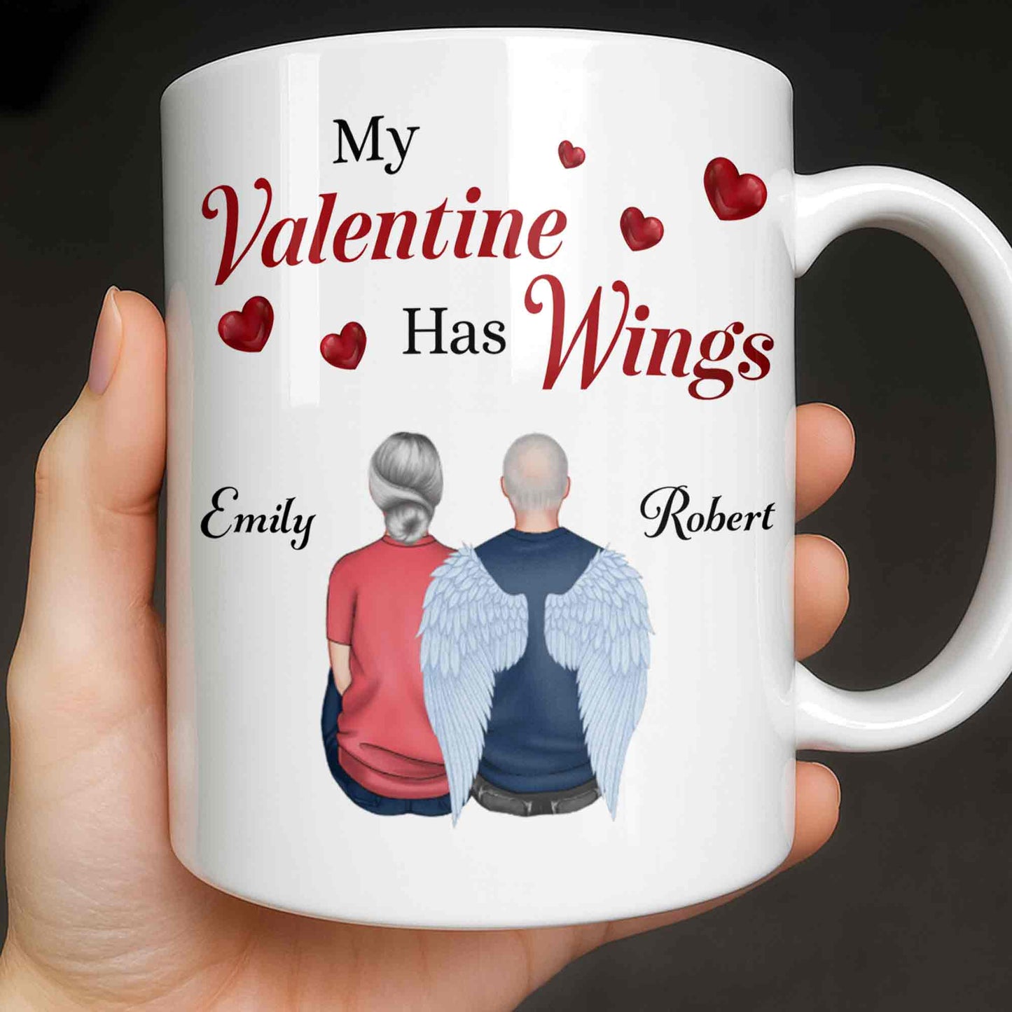My Valentine Has Wings Angel Wings Design - Personalized Custom Coffee Mug - CPL1367_MG