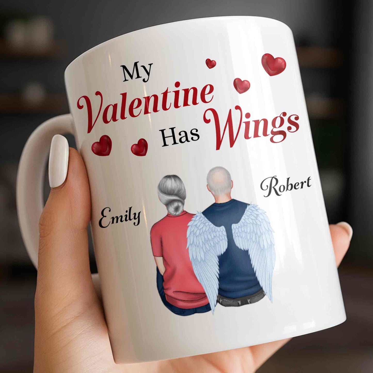 My Valentine Has Wings Angel Wings Design - Personalized Custom Coffee Mug - CPL1367_MG