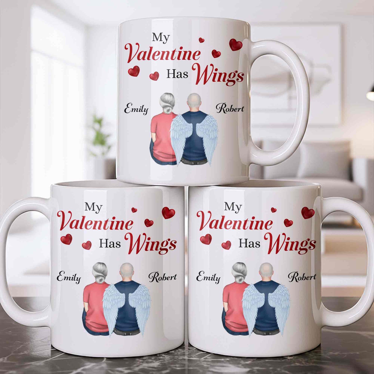 My Valentine Has Wings Angel Wings Design - Personalized Custom Coffee Mug - CPL1367_MG