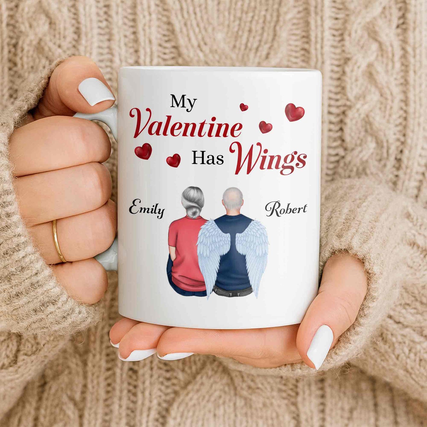 My Valentine Has Wings Angel Wings Design - Personalized Custom Coffee Mug - CPL1367_MG