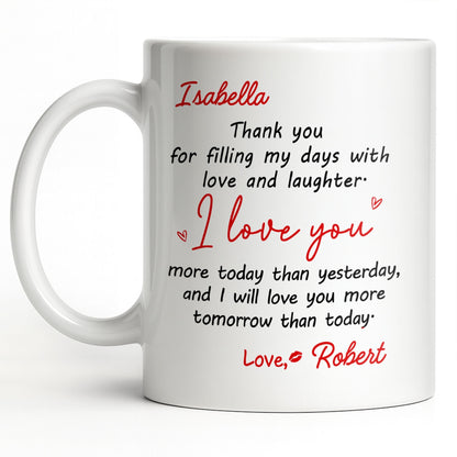 Thank You For Filling My Days With Hearts - Personalized Custom Coffee Mug - CPL1374_MG