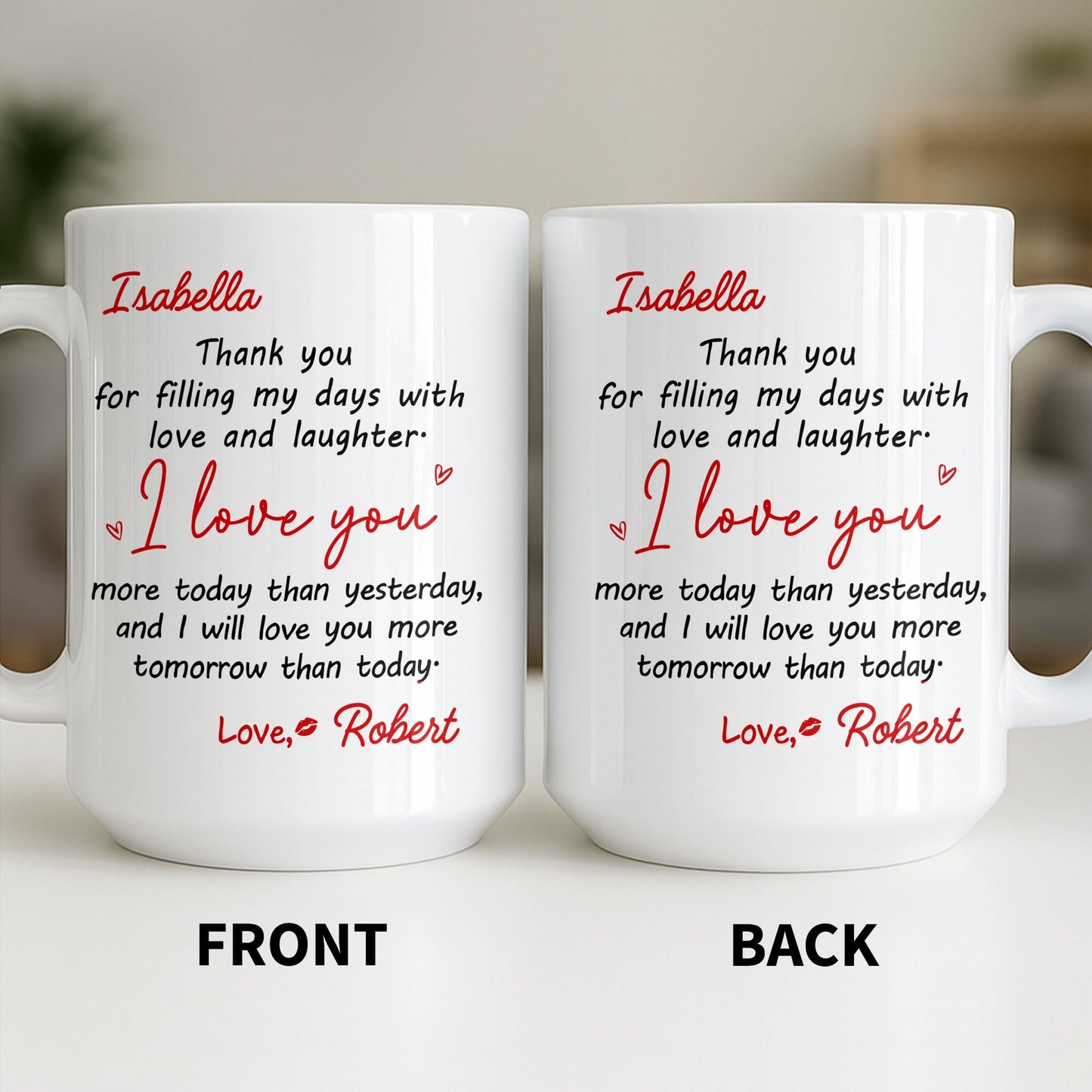 Thank You For Filling My Days With Hearts - Personalized Custom Coffee Mug - CPL1374_MG