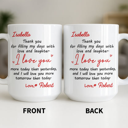 Thank You For Filling My Days With Hearts - Personalized Custom Coffee Mug - CPL1374_MG
