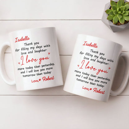 Thank You For Filling My Days With Hearts - Personalized Custom Coffee Mug - CPL1374_MG