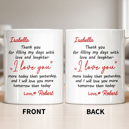 Thank You For Filling My Days With Hearts - Personalized Custom Coffee Mug - CPL1374_MG