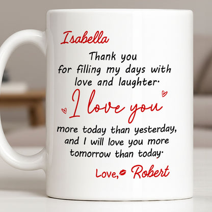 Thank You For Filling My Days With Hearts - Personalized Custom Coffee Mug - CPL1374_MG