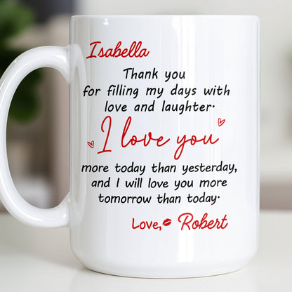 Thank You For Filling My Days With Hearts - Personalized Custom Coffee Mug - CPL1374_MG