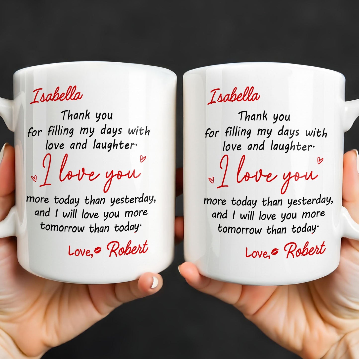 Thank You For Filling My Days With Hearts - Personalized Custom Coffee Mug - CPL1374_MG