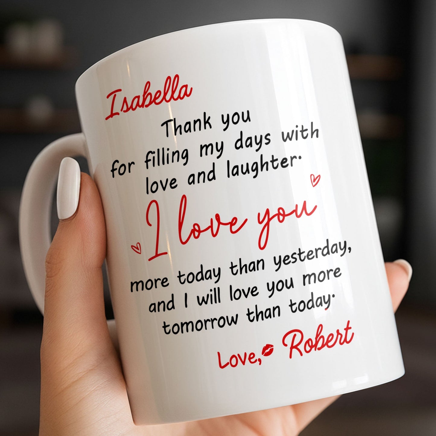 Thank You For Filling My Days With Hearts - Personalized Custom Coffee Mug - CPL1374_MG
