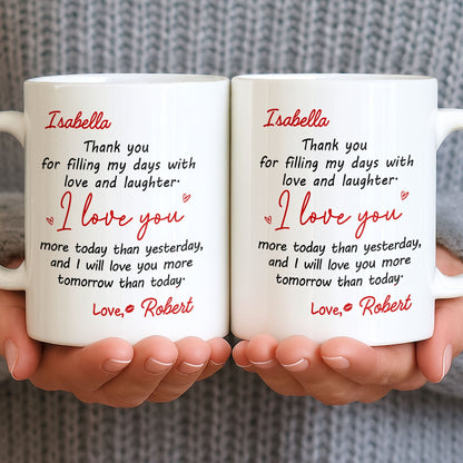 Thank You For Filling My Days With Hearts - Personalized Custom Coffee Mug - CPL1374_MG