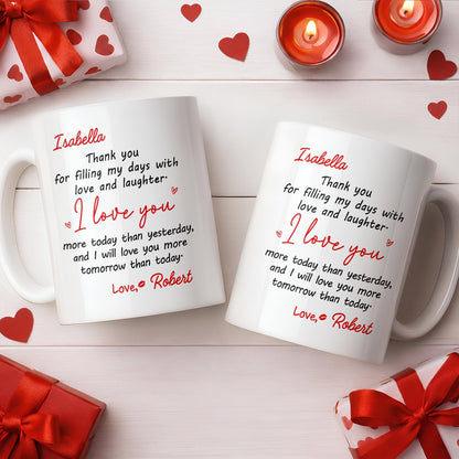 Thank You For Filling My Days With Hearts - Personalized Custom Coffee Mug - CPL1374_MG