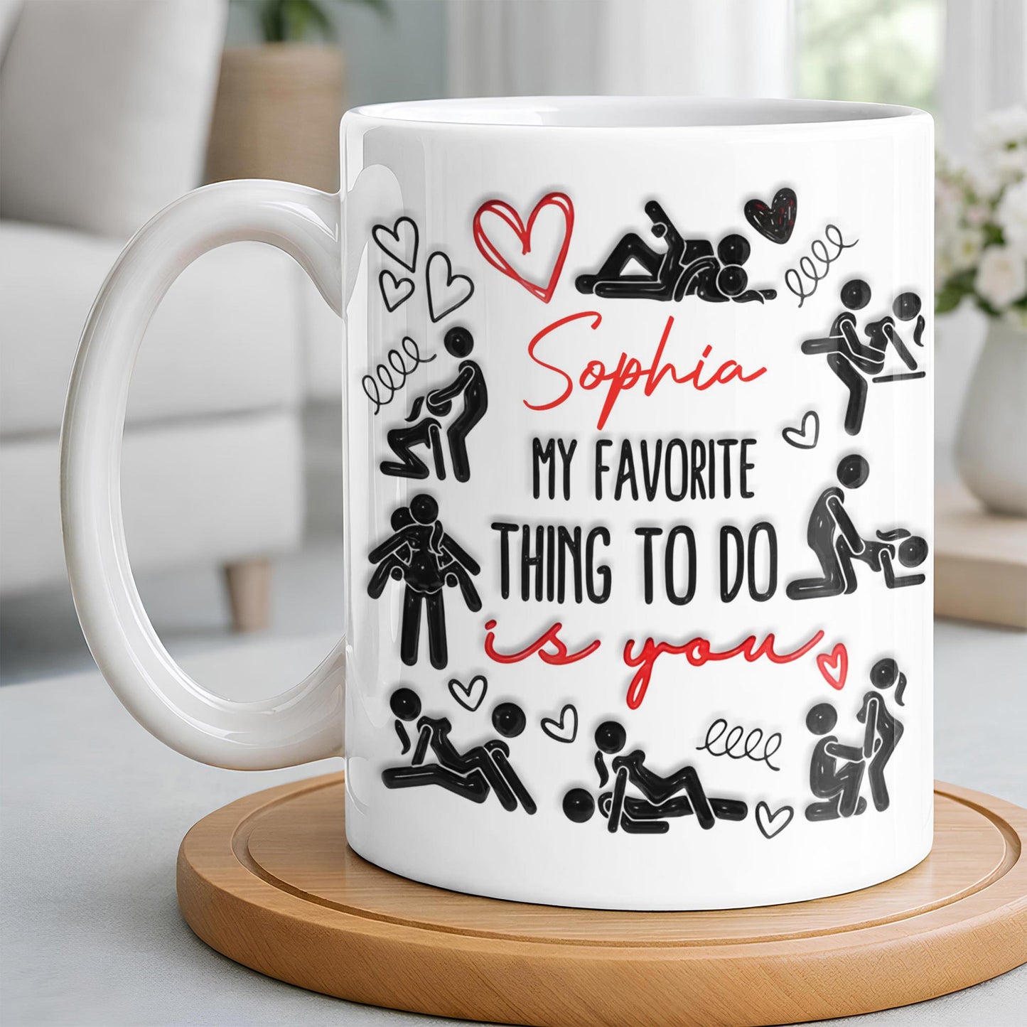 My Favorite Thing To Do Is You Hearts - Personalized Custom Coffee Mug - CPL1376_MG