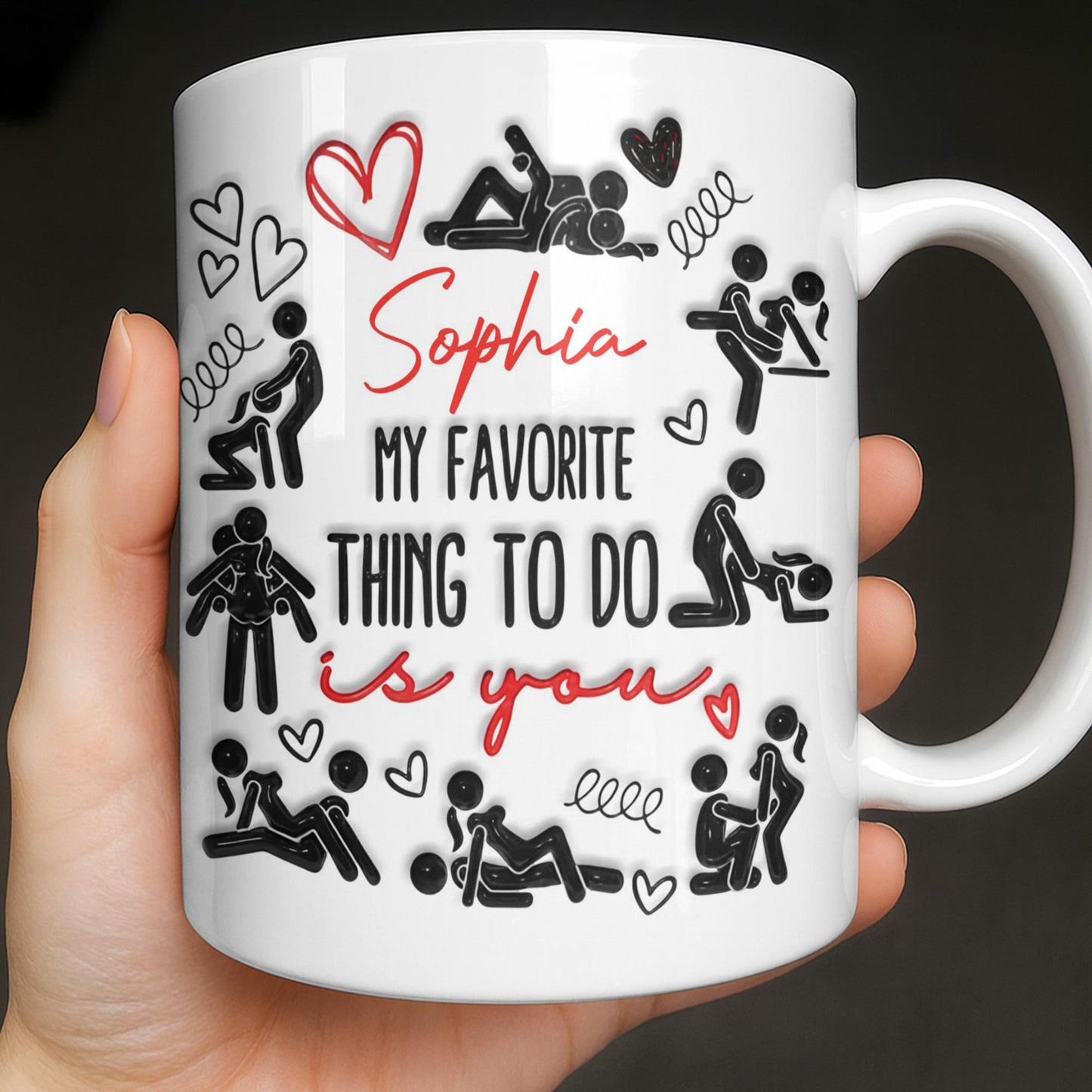 My Favorite Thing To Do Is You Hearts - Personalized Custom Coffee Mug - CPL1376_MG