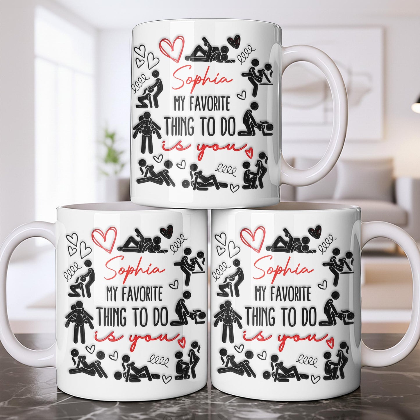 My Favorite Thing To Do Is You Hearts - Personalized Custom Coffee Mug - CPL1376_MG