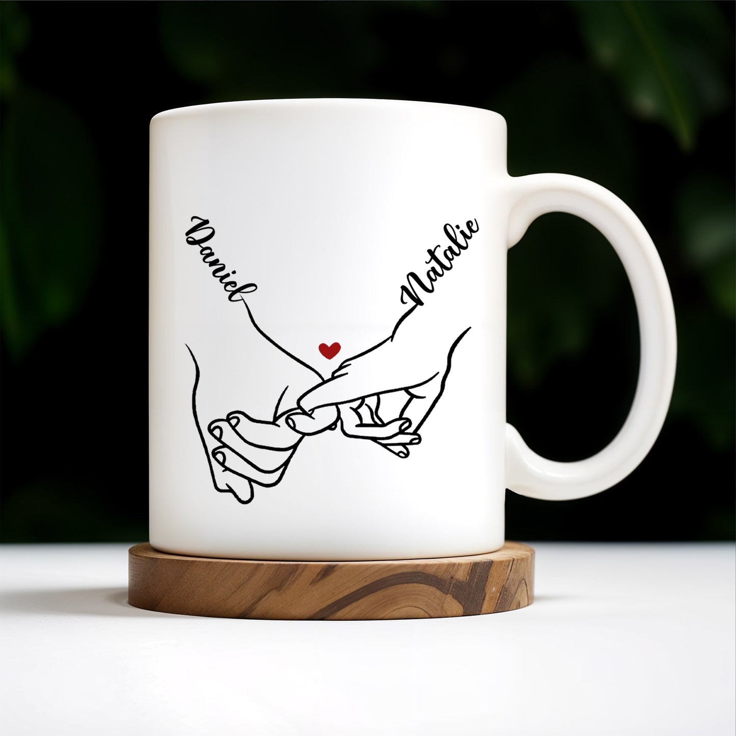 Connecting Hands Heart Symbol Love - Personalized Custom Coffee Mug - CPL137_MG