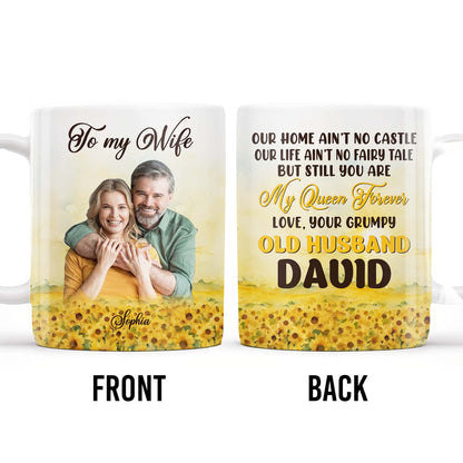Love Your Grumpy Old Husband, My Queen Forever Mug - Personalized Custom Coffee Mug - CPL146_MG