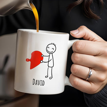 Connecting Hearts Puzzle Heart Design - Personalized Custom Coffee Mug - CPL148_MG