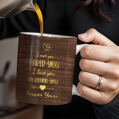 Forever Yours Romantic Heart Quote - Personalized Custom Coffee Mug - CPL152_MG