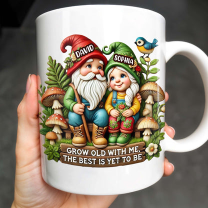 Grow Old With Me Gnome Mug Featuring Birds and Flowers - Personalized Custom Coffee Mug - CPL176_MG