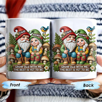 Grow Old With Me Gnome Mug Featuring Birds and Flowers - Personalized Custom Coffee Mug - CPL176_MG
