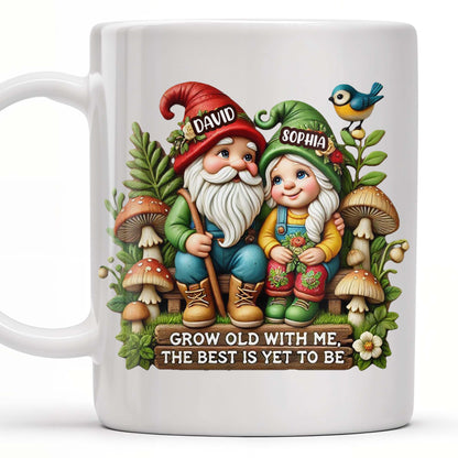 Grow Old With Me Gnome Mug Featuring Birds and Flowers - Personalized Custom Coffee Mug - CPL176_MG