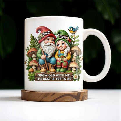 Grow Old With Me Gnome Mug Featuring Birds and Flowers - Personalized Custom Coffee Mug - CPL176_MG