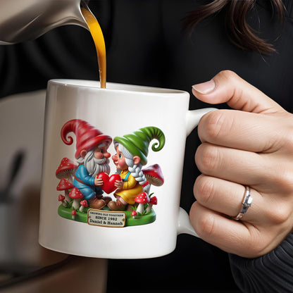 Growing Old Together Anniversary Gift Featuring Gnomes - Personalized Custom Coffee Mug - CPL187_MG