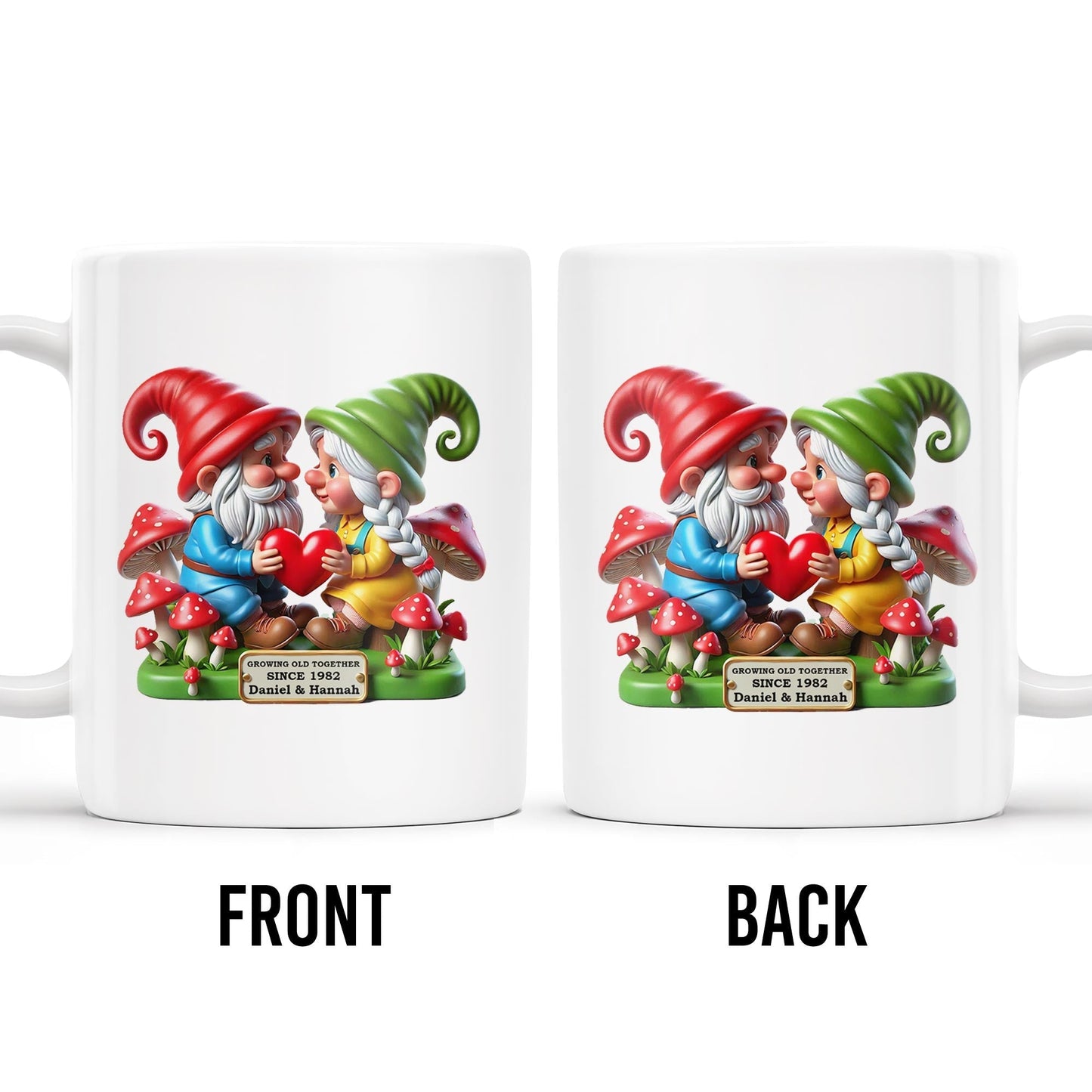 Growing Old Together Anniversary Gift Featuring Gnomes - Personalized Custom Coffee Mug - CPL187_MG
