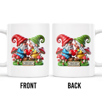 Growing Old Together Anniversary Gift Featuring Gnomes - Personalized Custom Coffee Mug - CPL187_MG