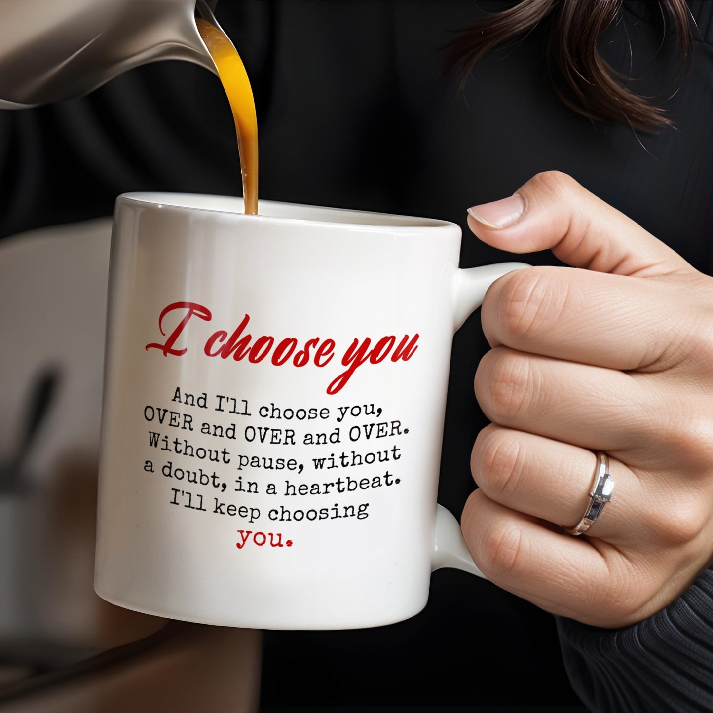 I Choose You Over and Over, Elderly Couple Design - Personalized Custom Coffee Mug - CPL189_MG