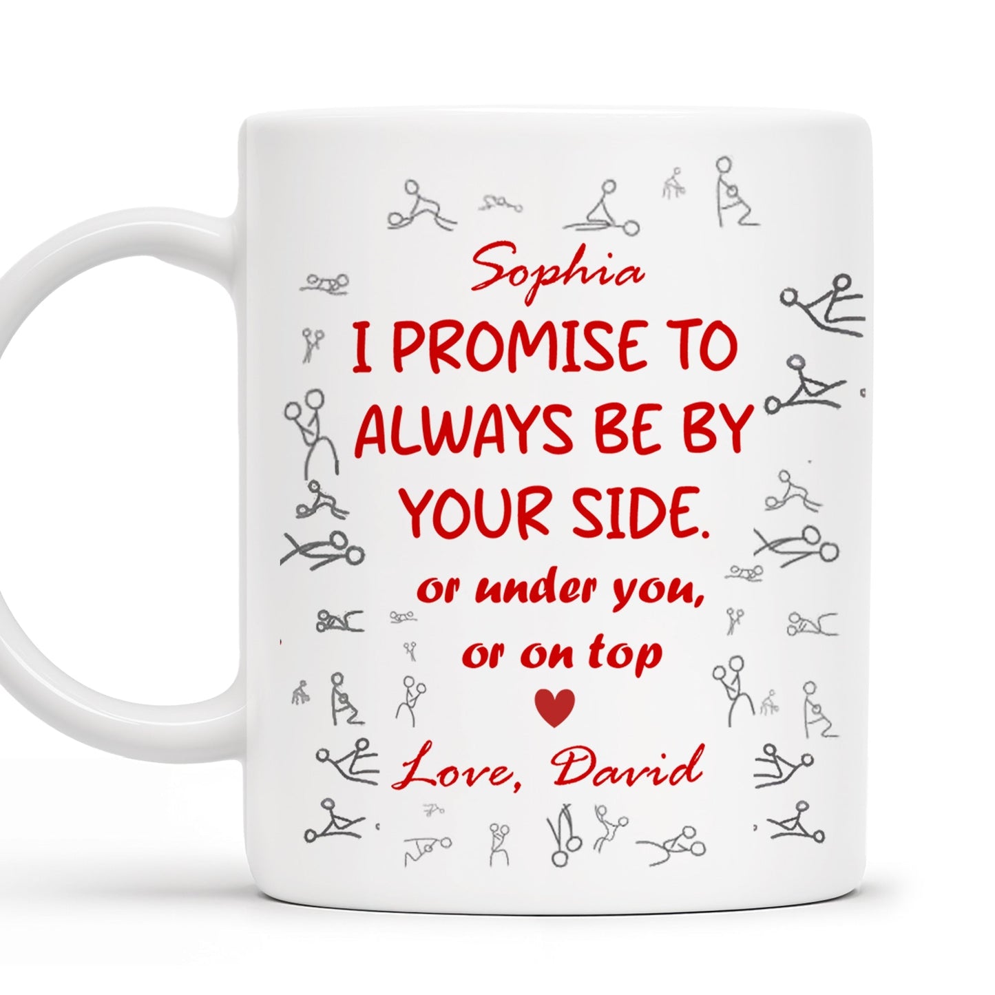 I Promise To Always Be By Your Side, Stick Figure Design - Personalized Custom Coffee Mug - CPL202_MG