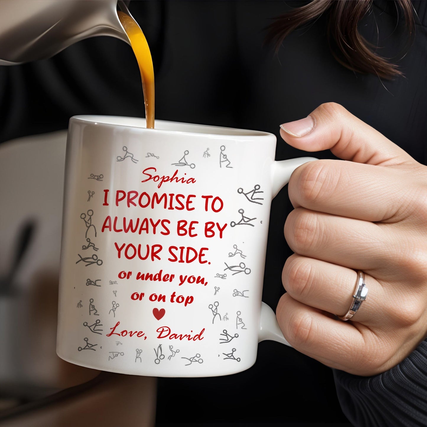 I Promise To Always Be By Your Side, Stick Figure Design - Personalized Custom Coffee Mug - CPL202_MG