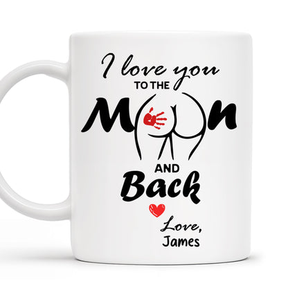 I Love You To The Moon And Back Mug With Moon And Hands Design - Personalized Custom Coffee Mug - CPL208_MG