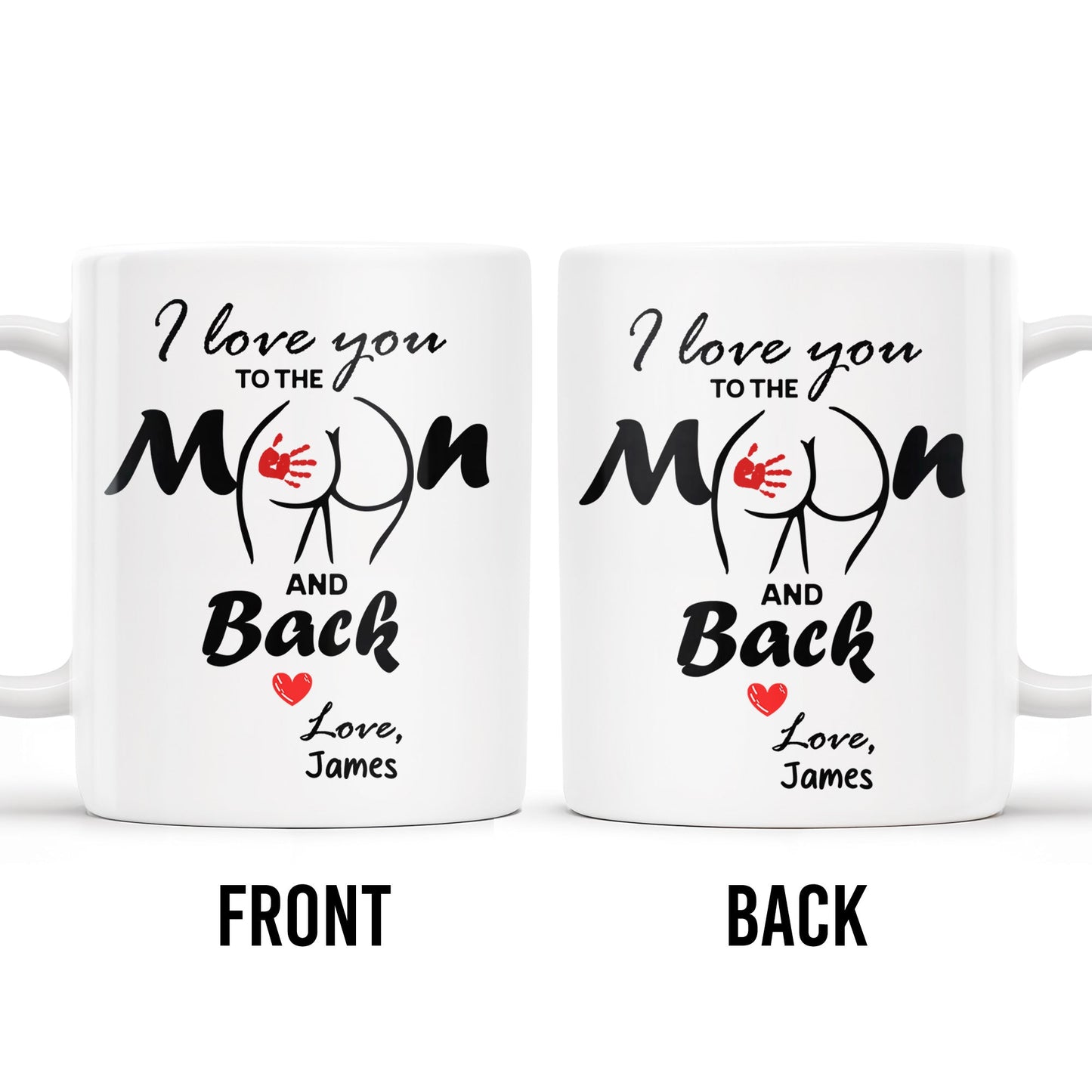 I Love You To The Moon And Back Mug With Moon And Hands Design - Personalized Custom Coffee Mug - CPL208_MG