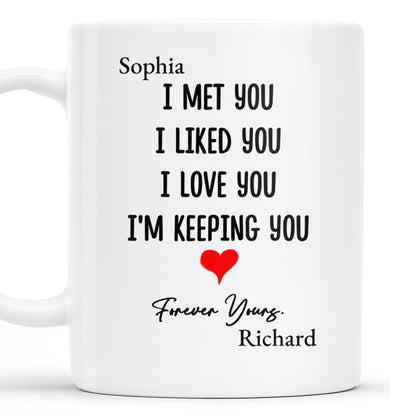 I Met You I Love You Forever Yours Coffee Mug With Heart - Personalized Custom Coffee Mug - CPL215_MG