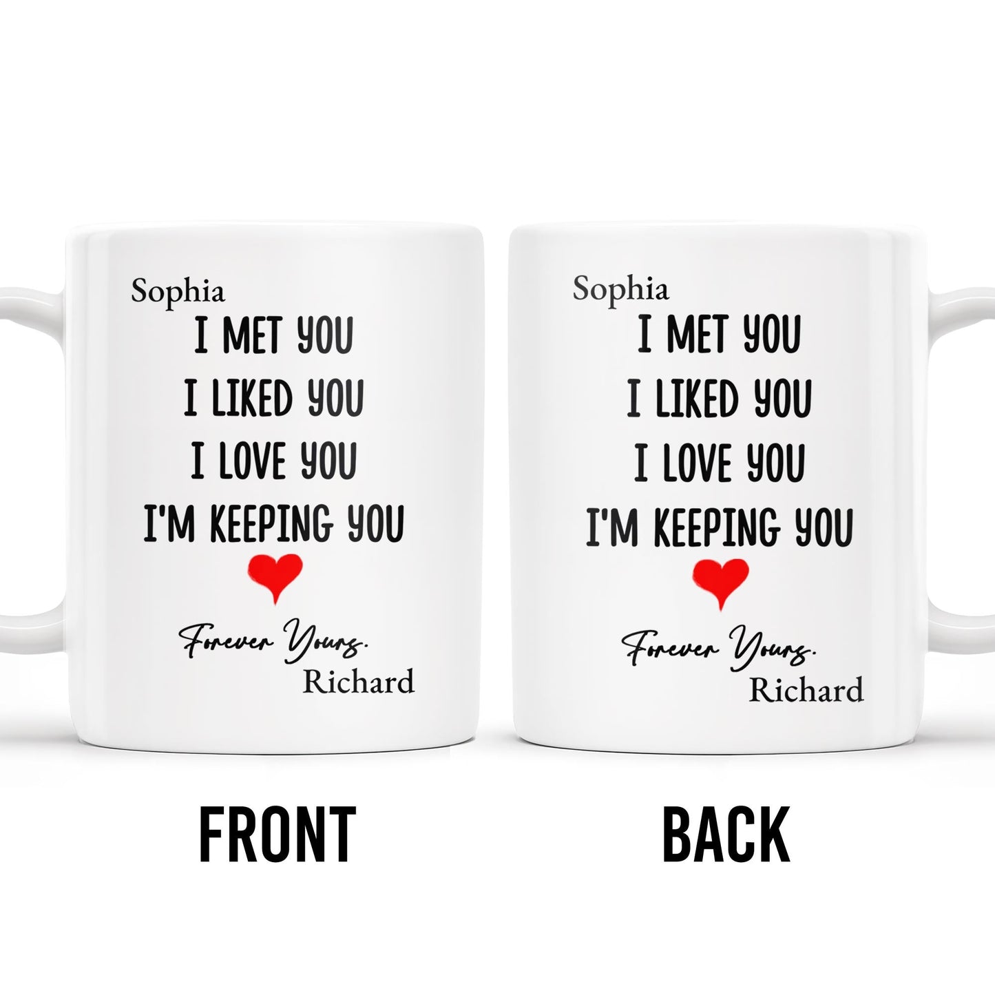 I Met You I Love You Forever Yours Coffee Mug With Heart - Personalized Custom Coffee Mug - CPL215_MG