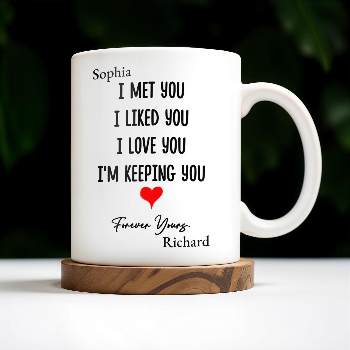 I Met You I Love You Forever Yours Coffee Mug With Heart - Personalized Custom Coffee Mug - CPL215_MG