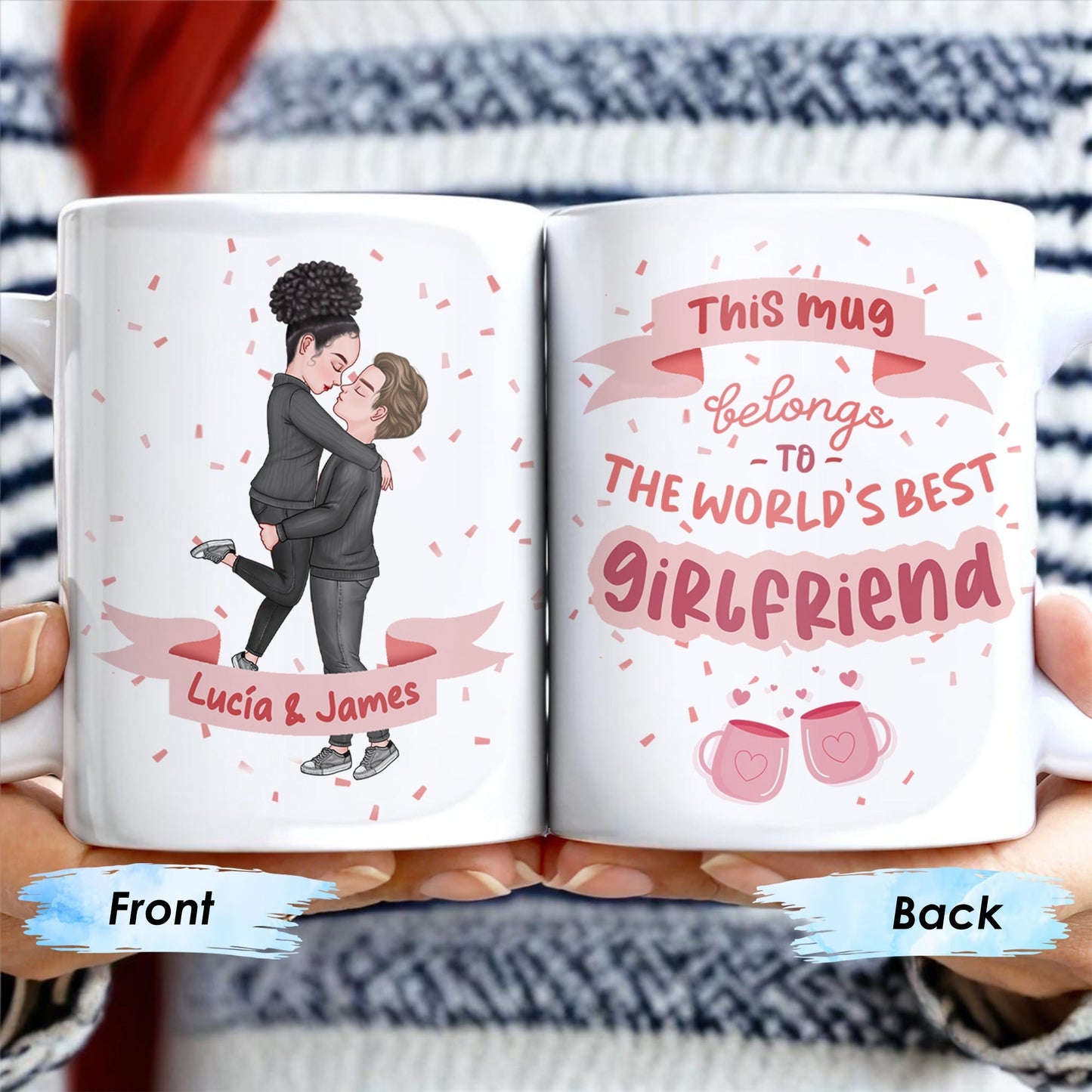World's Best Girlfriend Romantic Couple Design - Personalized Custom Coffee Mug - CPL218_MG