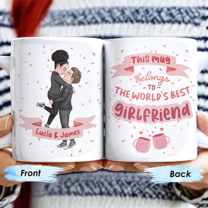 World's Best Girlfriend Romantic Couple Design - Personalized Custom Coffee Mug - CPL218_MG