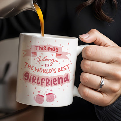 World's Best Girlfriend Romantic Couple Design - Personalized Custom Coffee Mug - CPL218_MG