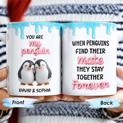 Penguin Mate Forever Love Custom Mug - Personalized Custom Coffee Mug - CPL223_MG