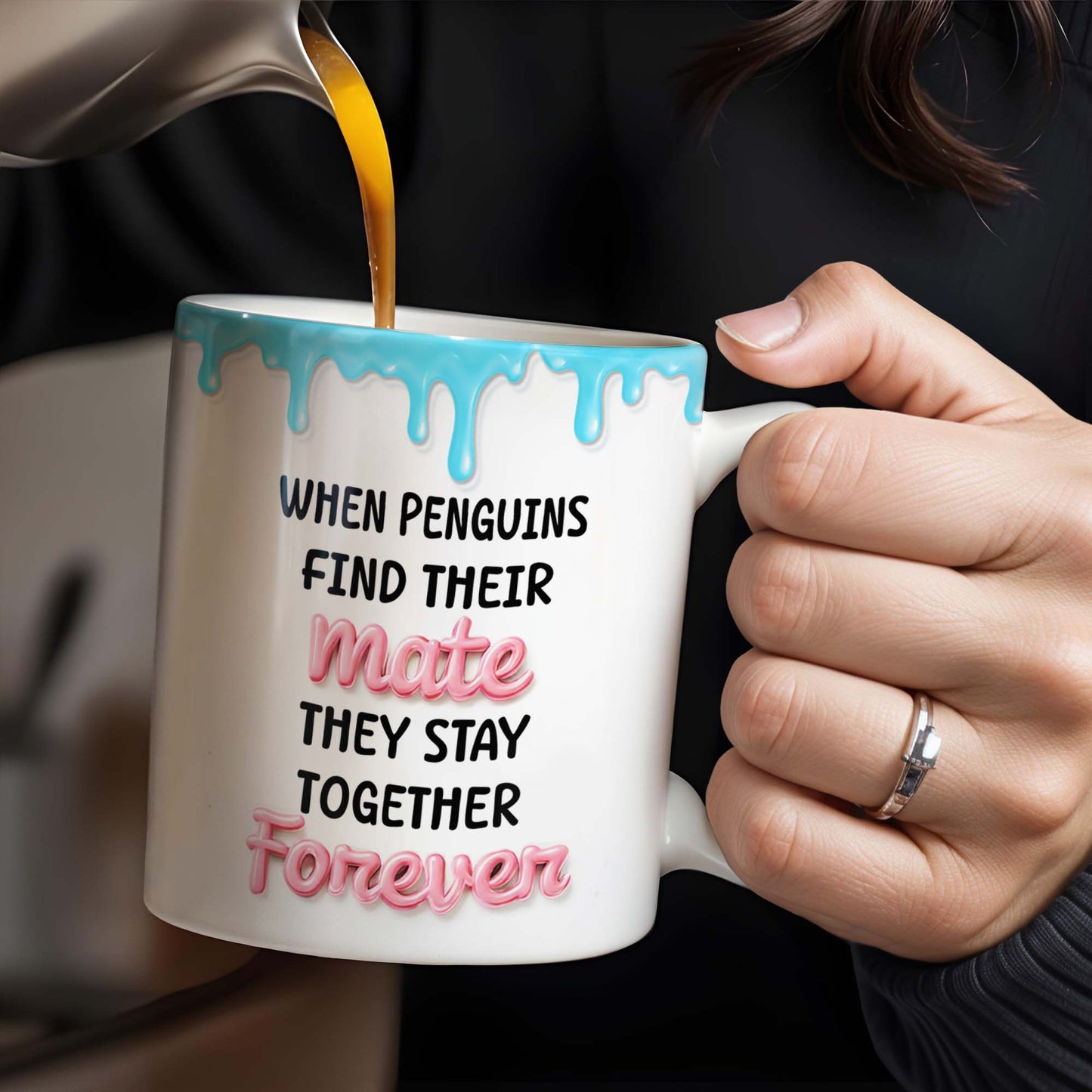 Penguin Mate Forever Love Custom Mug - Personalized Custom Coffee Mug - CPL223_MG